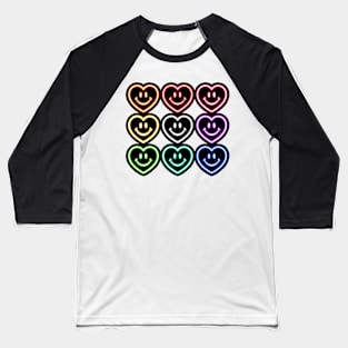 Neon Smiey Heart Baseball T-Shirt